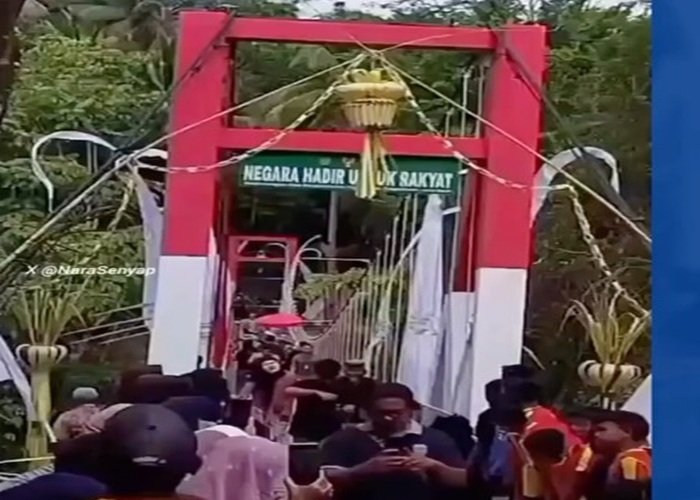 Jembatan Gantung Pongpet Pangandaran Sepanjang 60 Meter Ambruk Saat Diresmikan Bupati dan Dandim