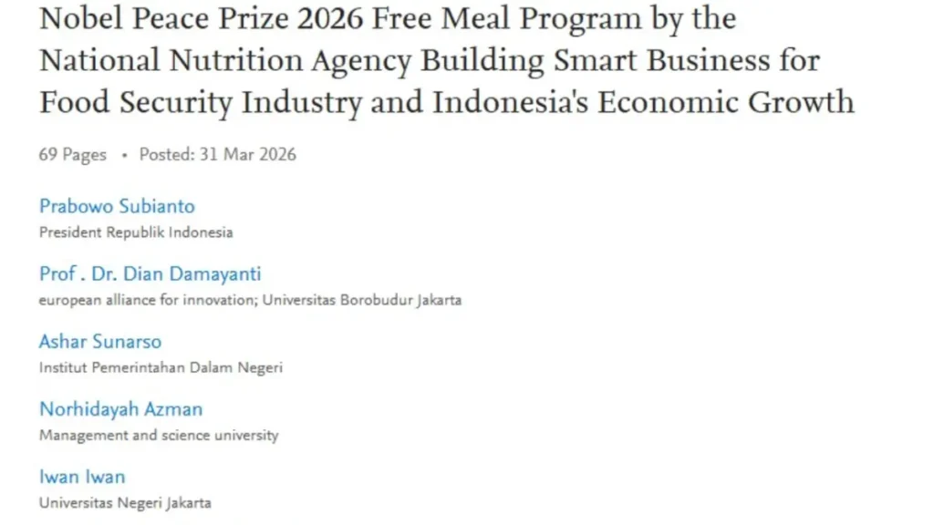 Pemerintah Telusuri Usulan Program MBG untuk Nominasi Nobel Perdamaian 2026