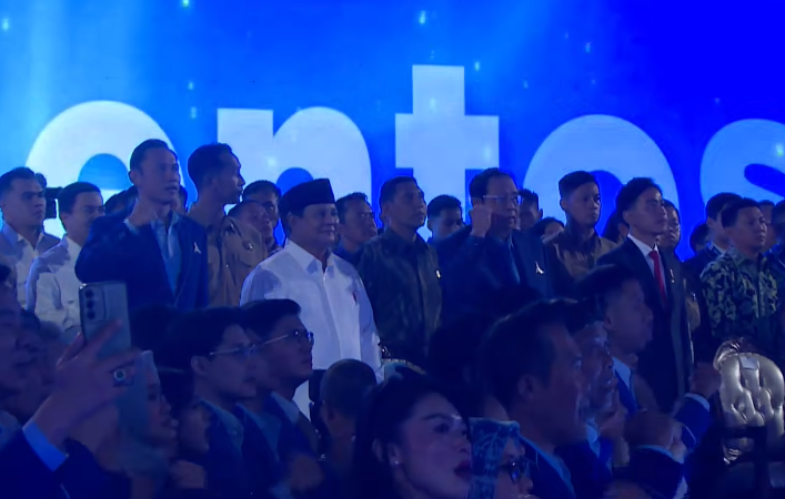 Prabowo dan Gibran Meriahkan HUT ke-25 Partai Demokrat Bersama AHY dan SBY