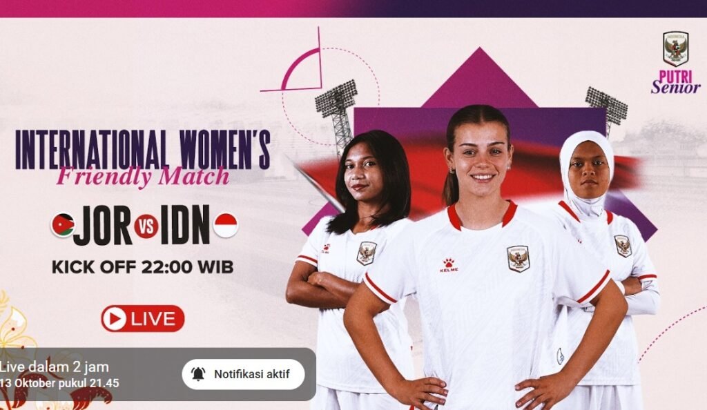 Live Streaming Timnas Wanita Indonesia Vs Yordania di FIFA Women's Matchday 2026 Malam Ini, Tonton di Sini!